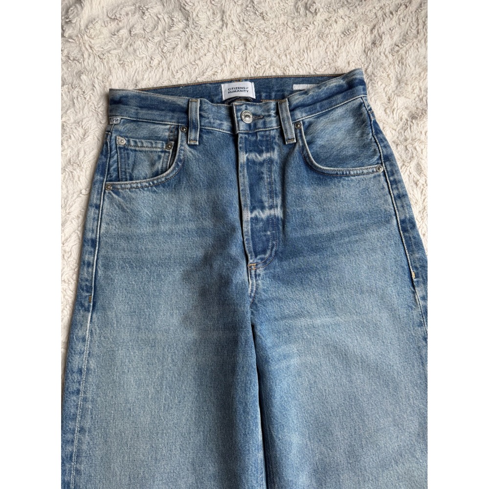 Citizens of Humanity Ayla Raw Hem Crop Jeans Doheny Blue Wide Leg 24 2117-3017 - Picture 9 of 15